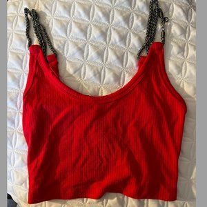 LF 'Emma & Sam' Red Chain Strap Tank